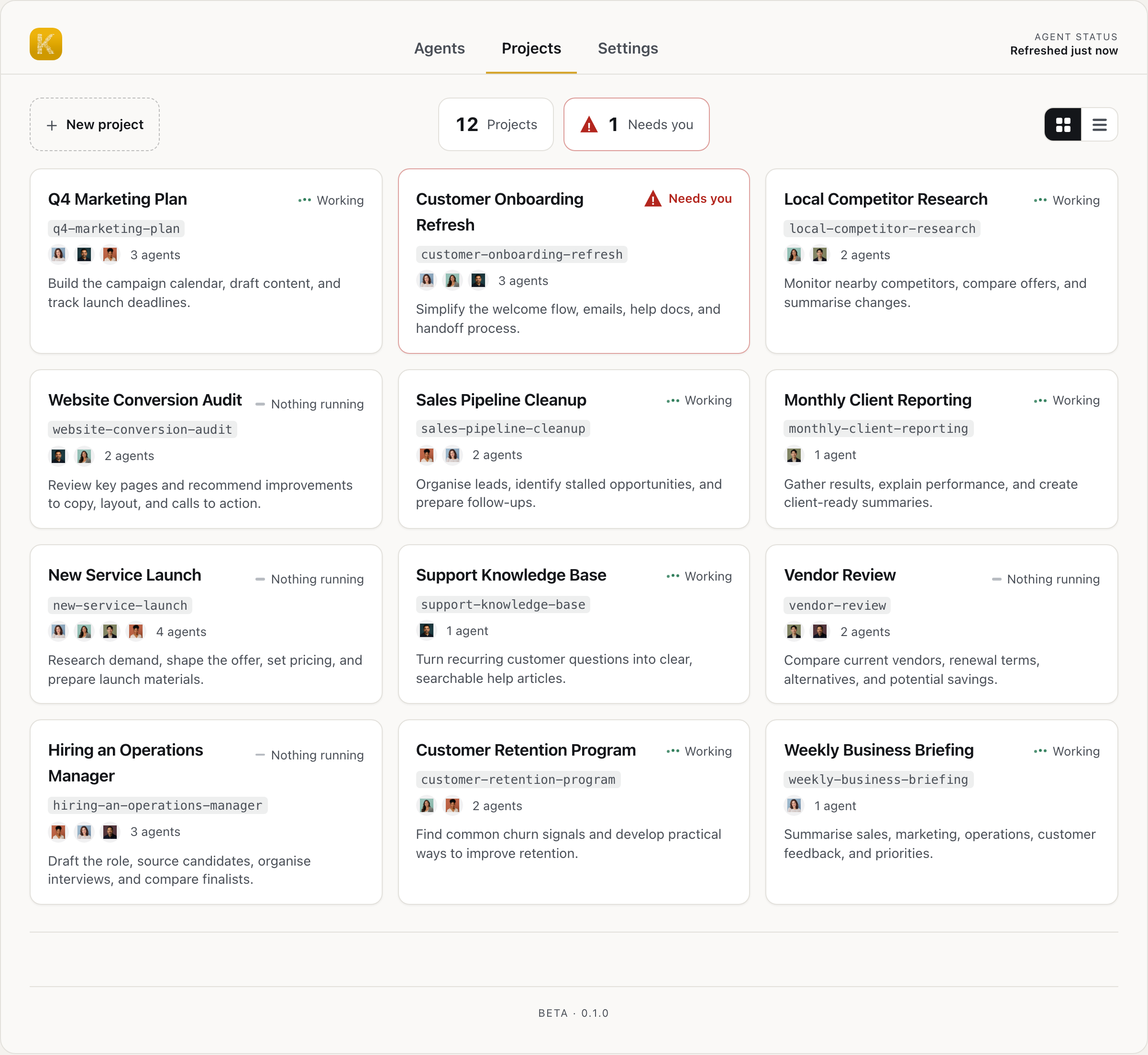 Projects: twelve projects, one needs you